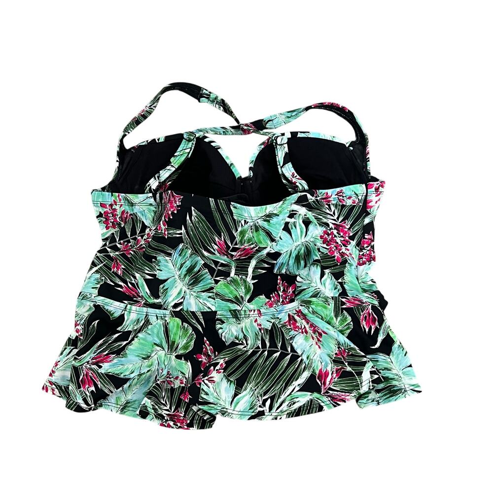 Torrid Tropical Floral Peplum Tankini Swim Top Size 0 Vacation Resort Flattering - Picture 3 of 5